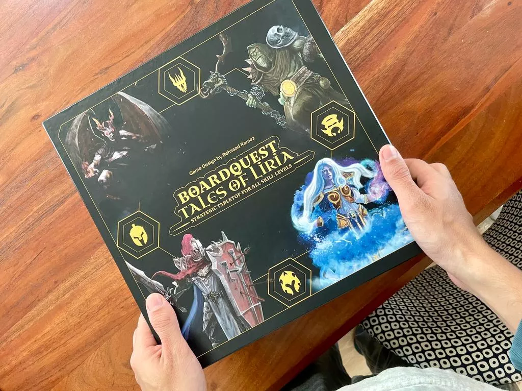 Boardquest: Tales of Liria — physical board game box held in hands